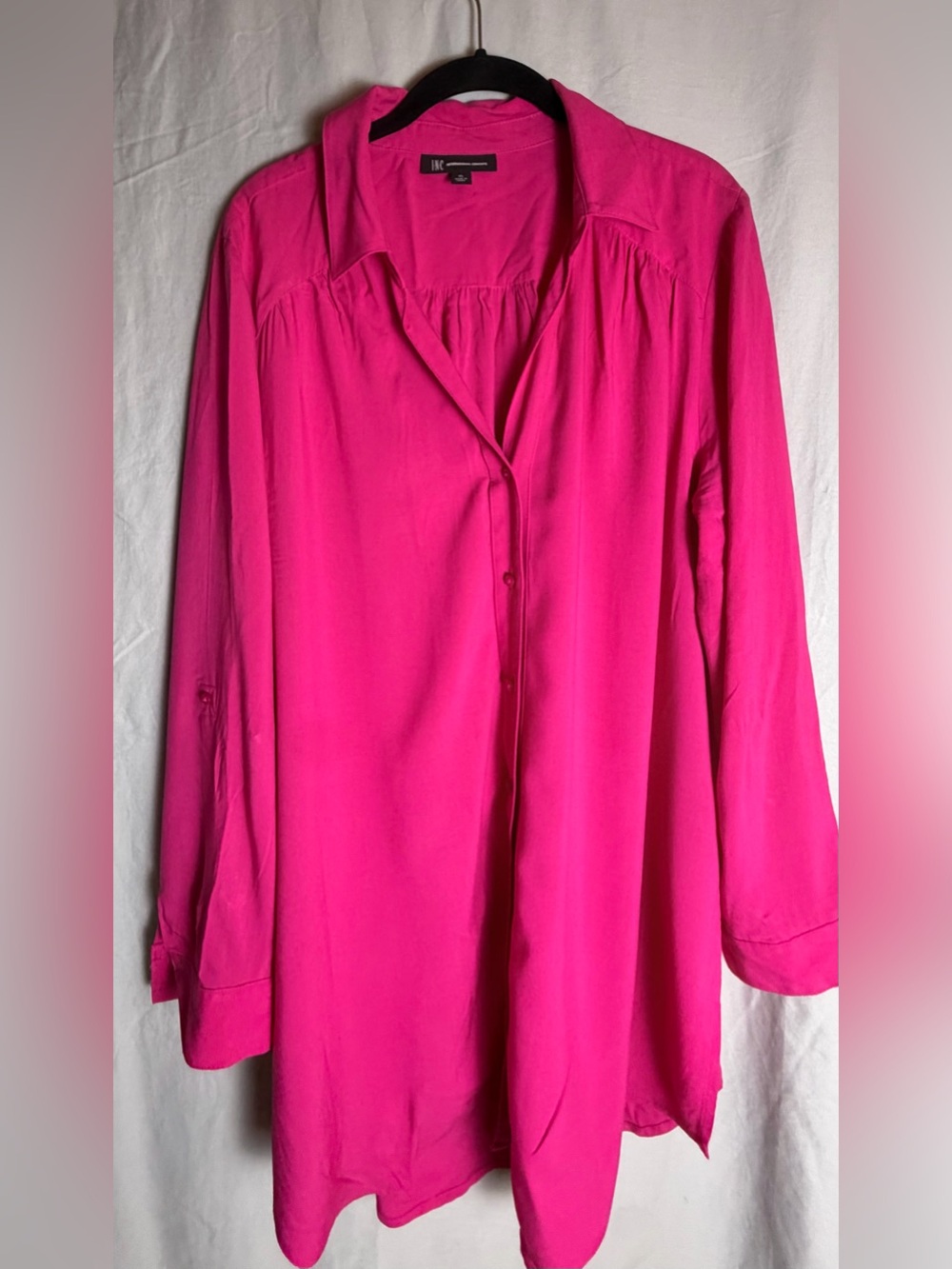 INC International Concepts Vibrant Hot Pink Button-Front Tunic
